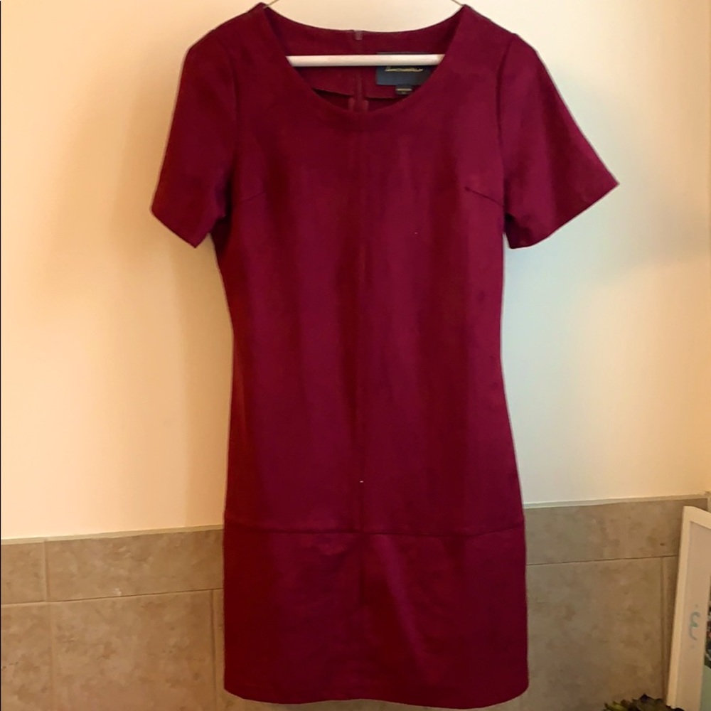 Suede burgundy small dress